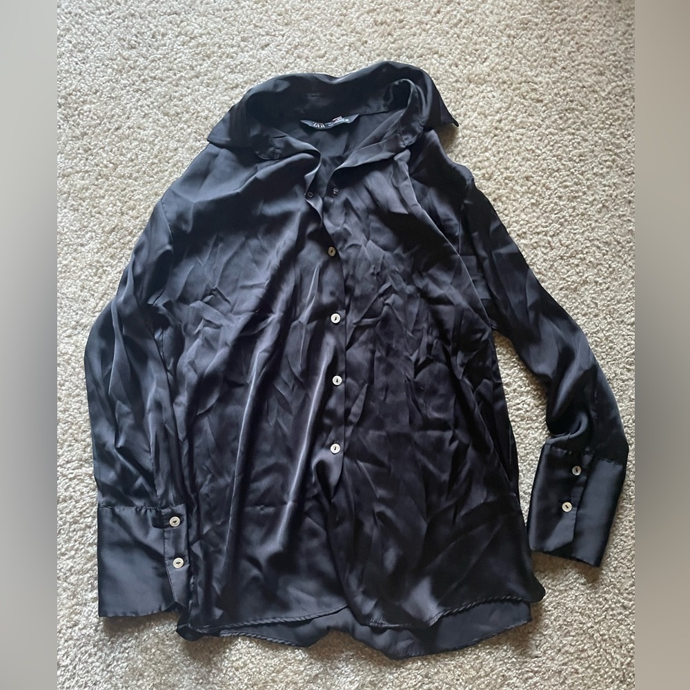 Black Zara silk top